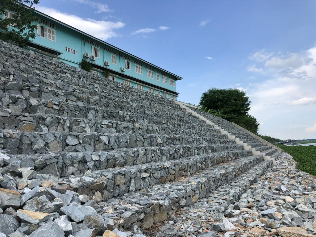 View of the completed riverbank protection